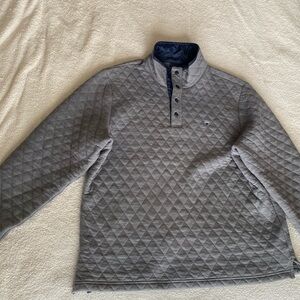Crown & Ivy Quilted Pullover Sweatshirt Gray Snap Neck Size Large